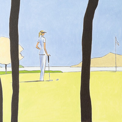 Affiche signée Avril : Golf - Putting I