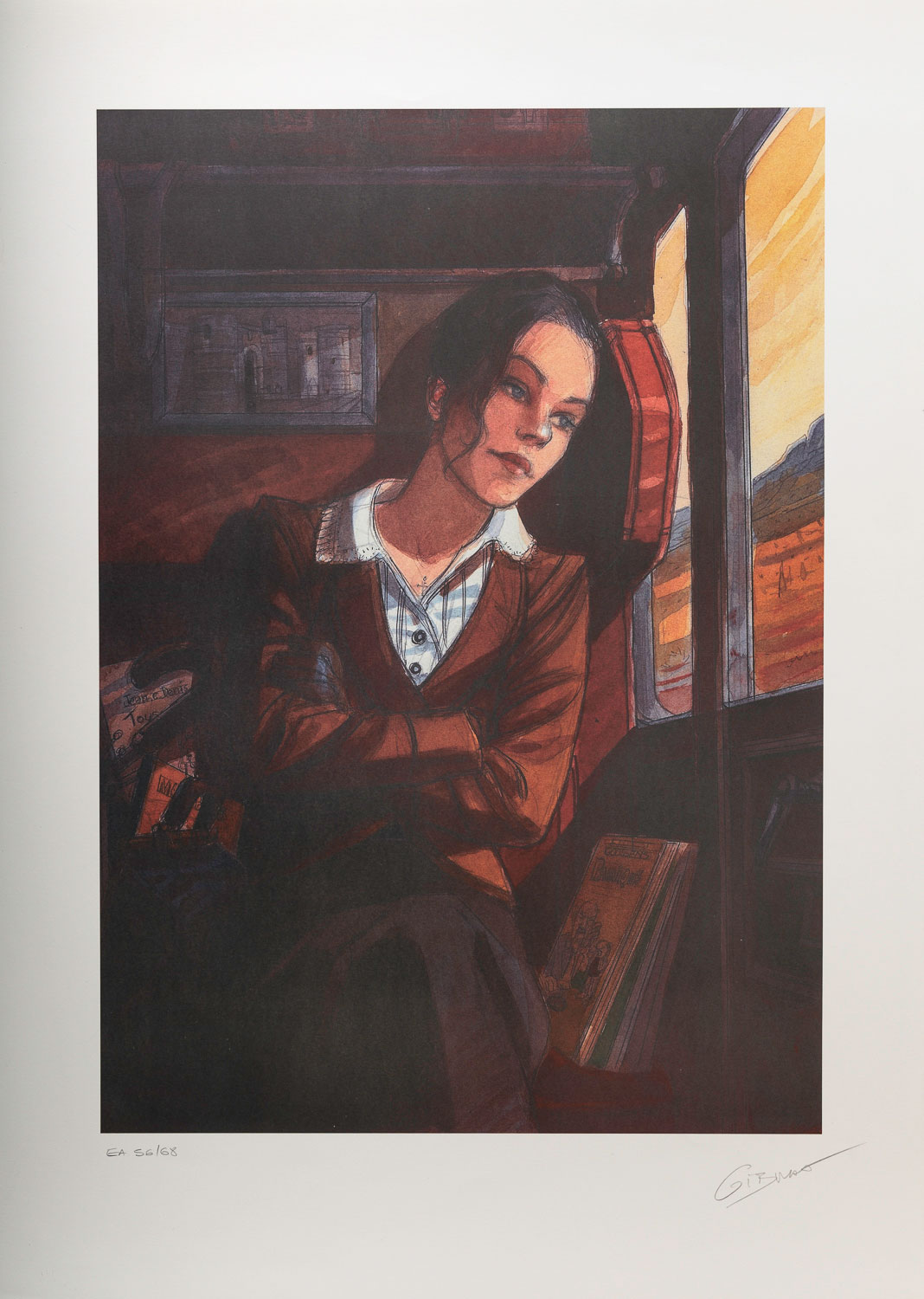 Jean-Pierre Gibrat signed Art Print : Juliet on the train