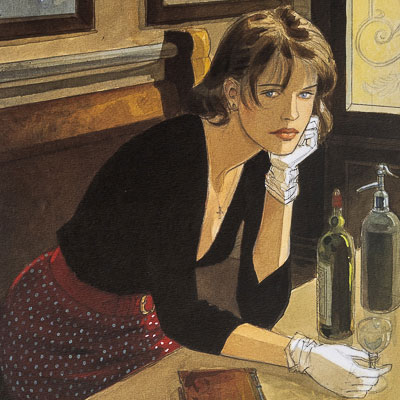 Jean-Pierre Gibrat signed Art Print : The Reprieve - Cécile at the Café