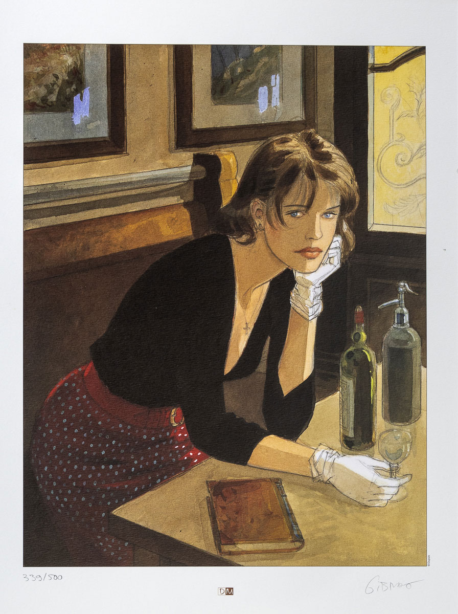 Jean-Pierre Gibrat signed Art Print : The Reprieve - Cécile at the Café