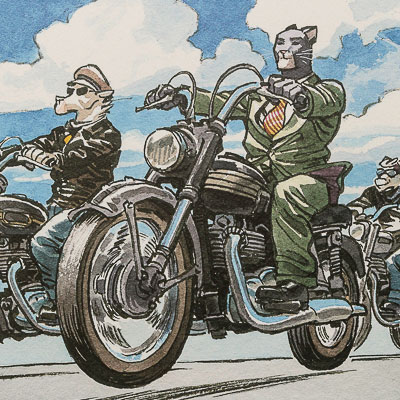 Juanjo Guarnido Art Print : Blacksad, bikers