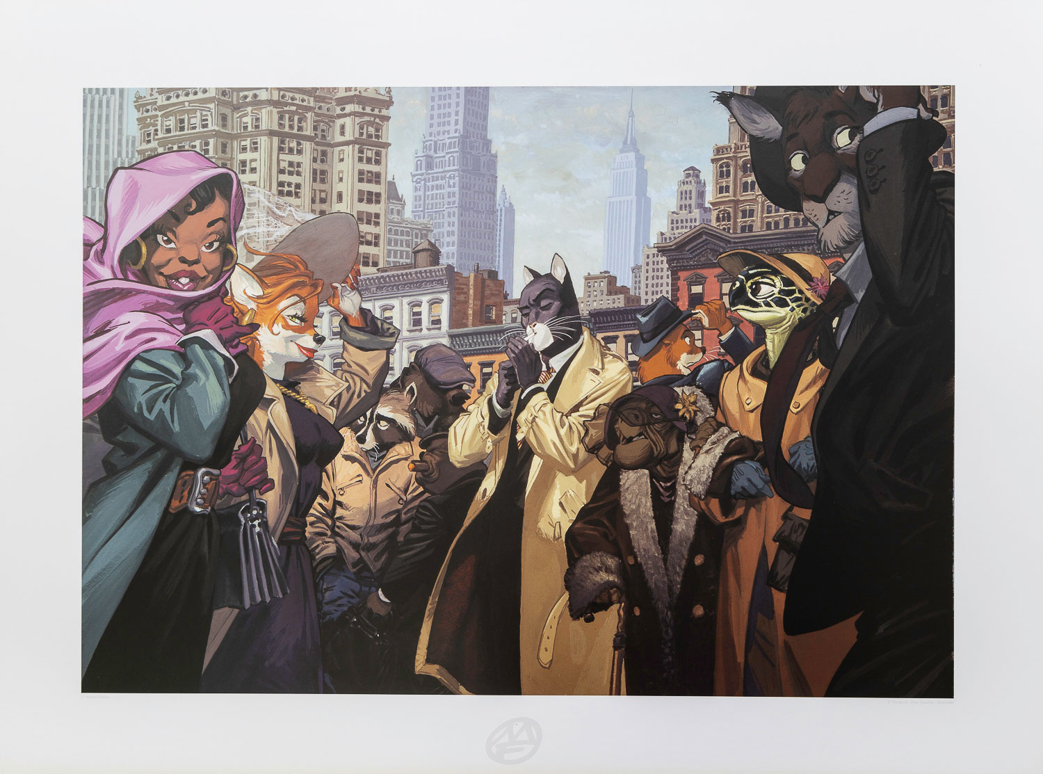 Juanjo Guarnido Art Print : Blacksad in the crowd, New York