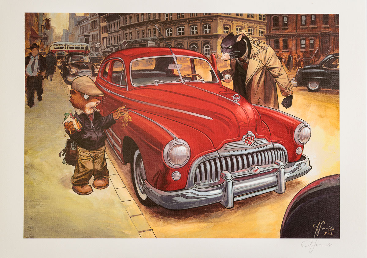 Juanjo Guarnido Art Print : Blacksad, red car - signed