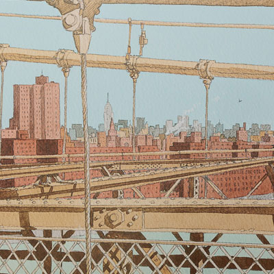 Signed André Juillard Art Print : Brooklyn Bridge