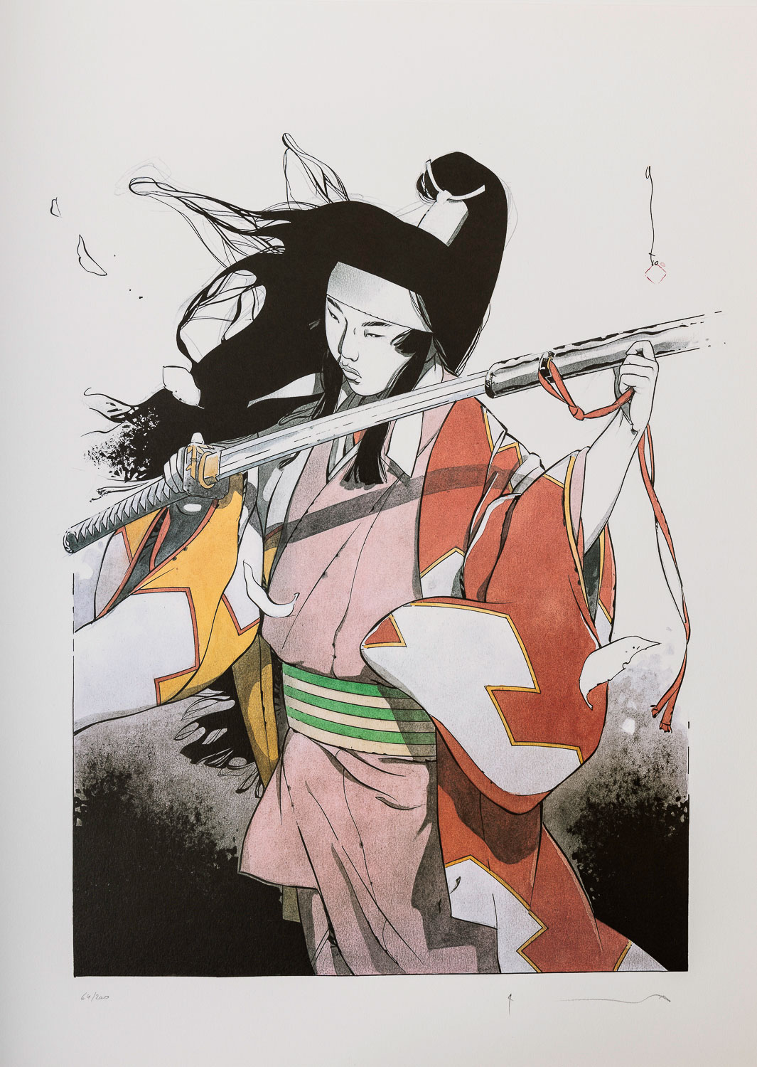 Affiche signée Marc Michetz : Femme au sabre