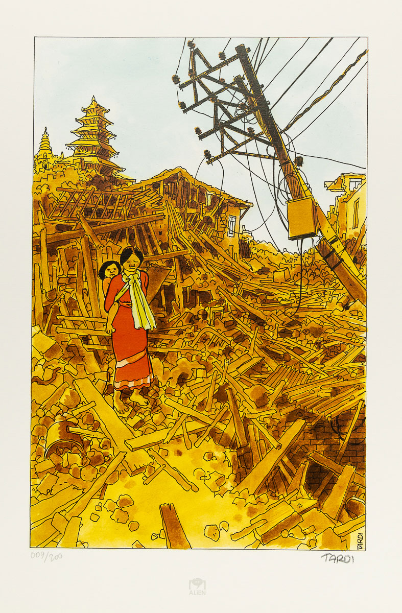 Jacques Tardi signed Art Print : Support for Nepal