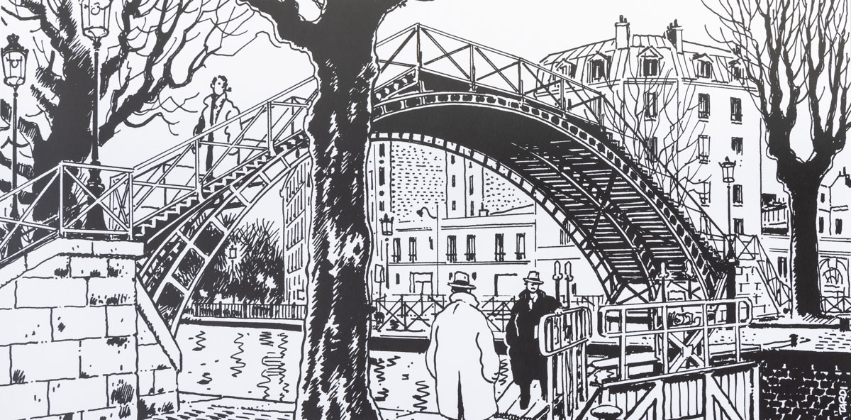 Art Print Tardi: Nestor Burma in the 10th arrondissement of Paris (Back in black and white)