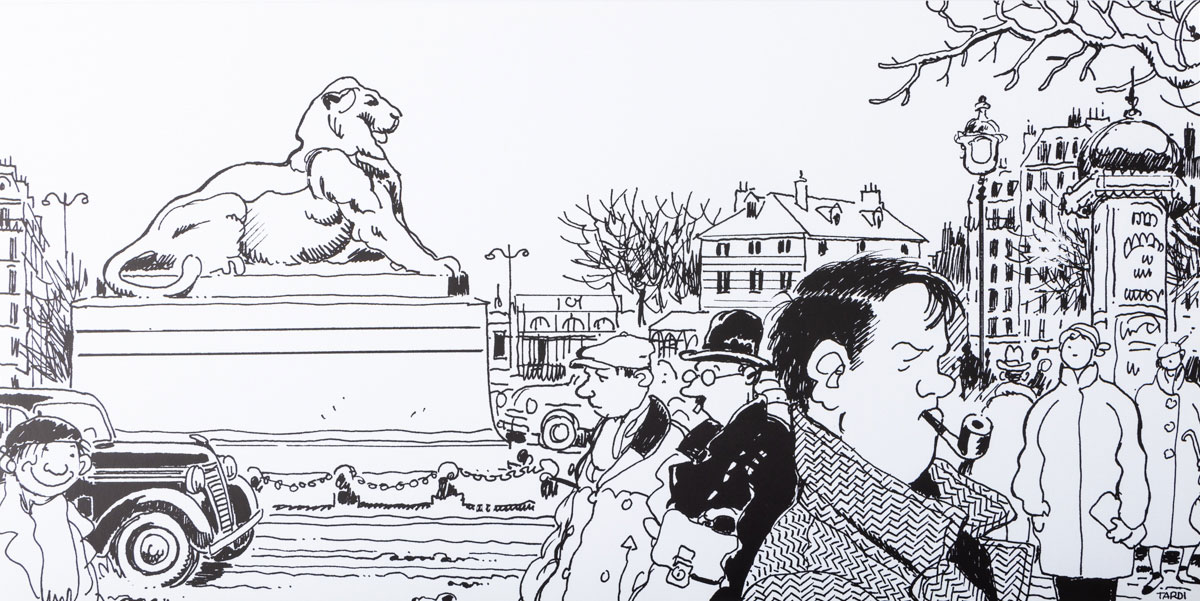 Art Print Tardi: Nestor Burma in the 14th arrondissement of Paris (Back in black and white)