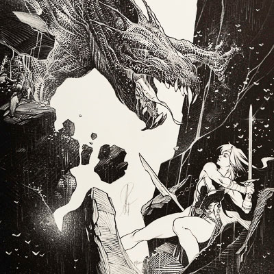 Signed Art Print by Alberto Varanda: La Geste des Chevaliers Dragons - The Fight