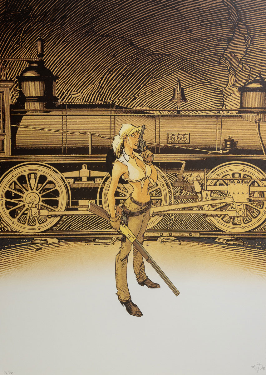 Affiche signée d'Olivier Vatine : Angela - Le Train