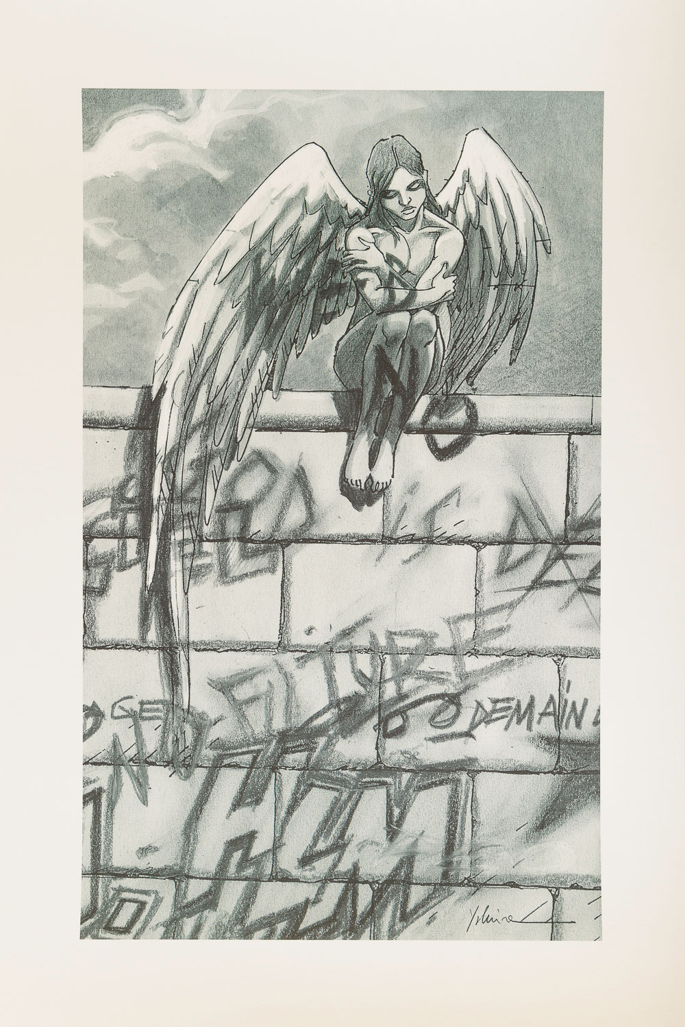 Bernard Yslaire Art Print : Ange, XXe ciel - Framed print