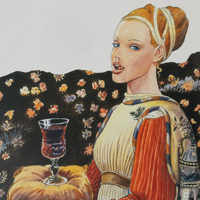 Affiche signée Milo Manara : Dame de Cour
