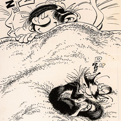 Estampe Pigmentaire Franquin : Gaston - Le repos du Gaffeur