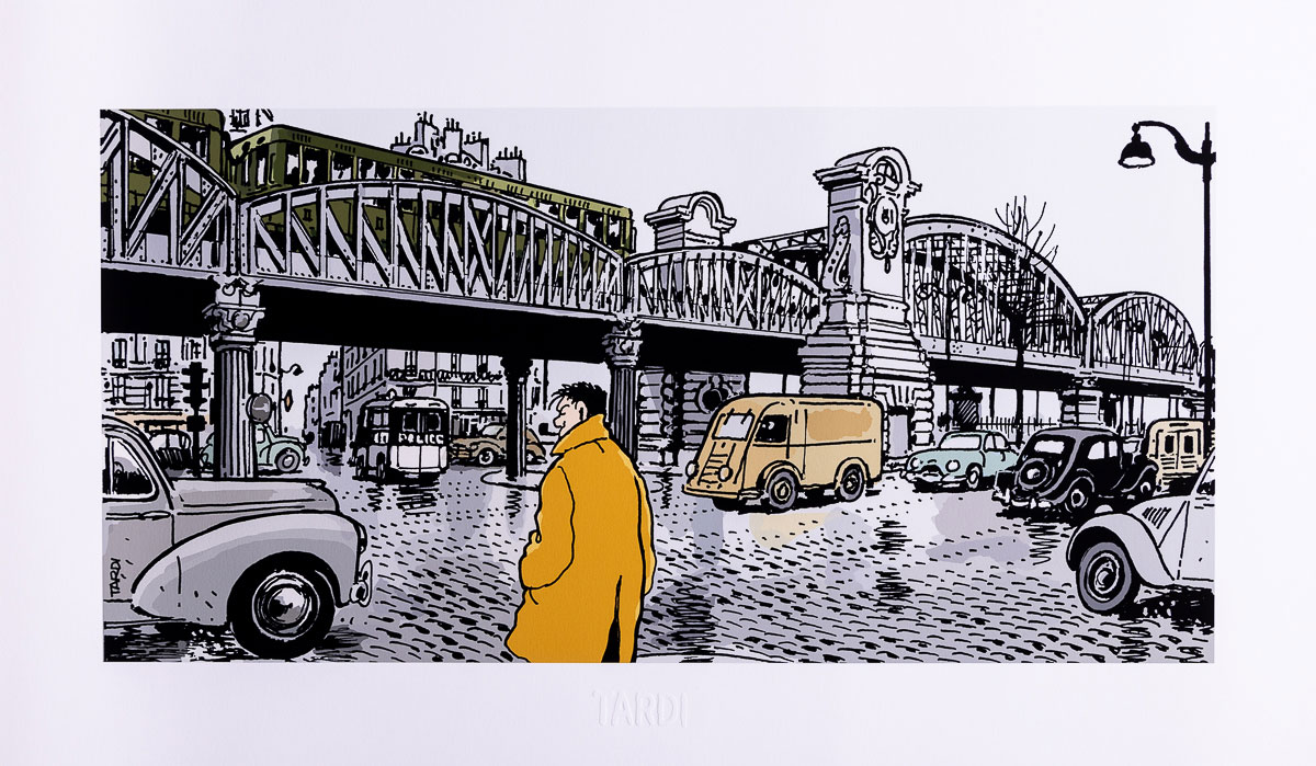 Estampe Pigmentaire Tardi : Nestor Burma dans le 18ème arrondissement de Paris - Estampe