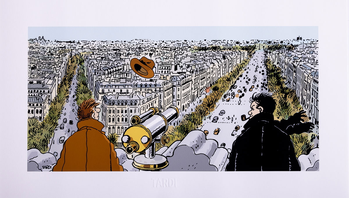 Estampe Pigmentaire Tardi : Nestor Burma dans le 8ème arrondissement de Paris - Estampe