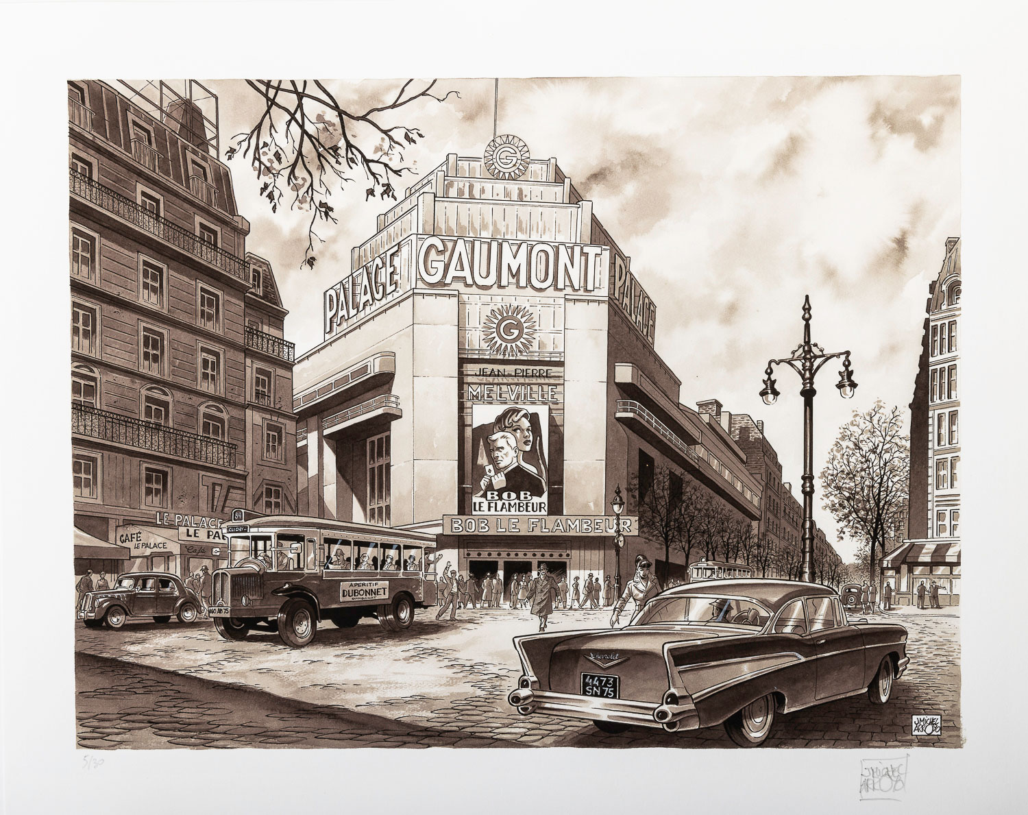Estampe Pigmentaire signée Jean-Michel Arroyo : Gaumont Palace - Estampe