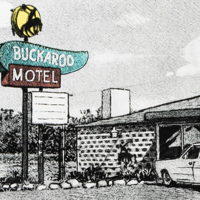 Stampa pigmentata firmata Jean-Claude Götting: Buckaroo Motel