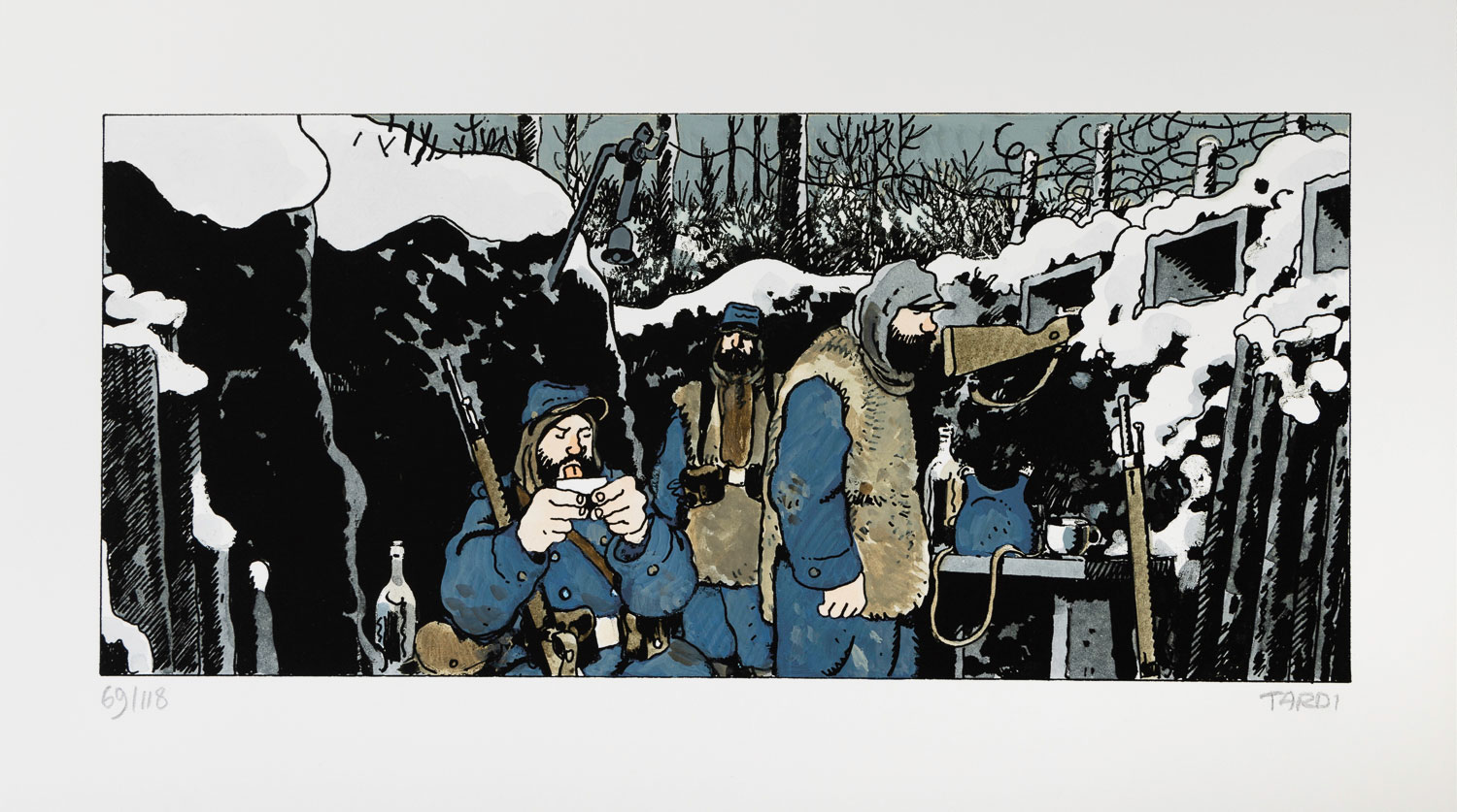 Jacques Tardi Pigment Print : C'était la guerre des tranchées (French camps)