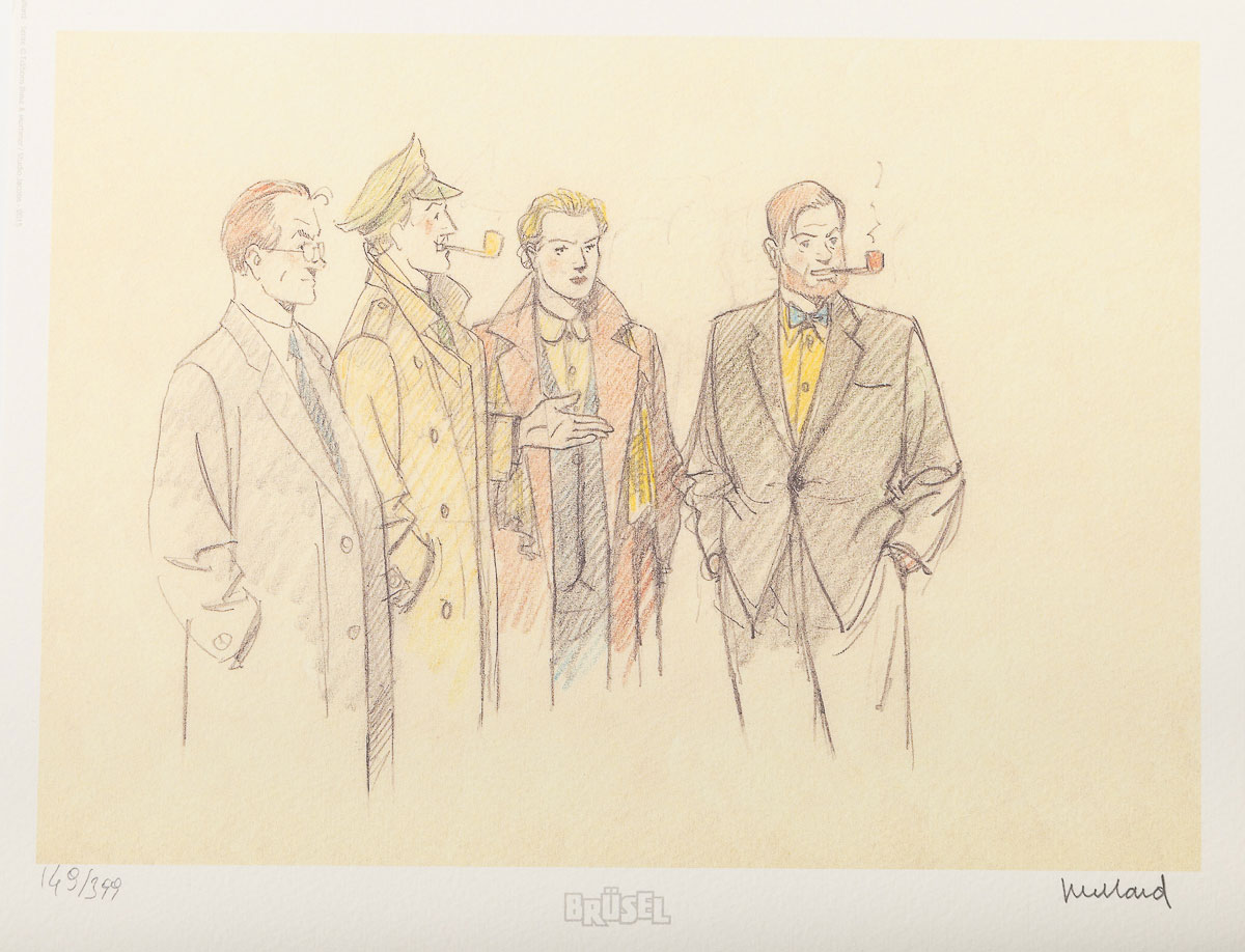 Signed bookplate by André Juillard: Blake and Mortimer - Quartet in Meeting