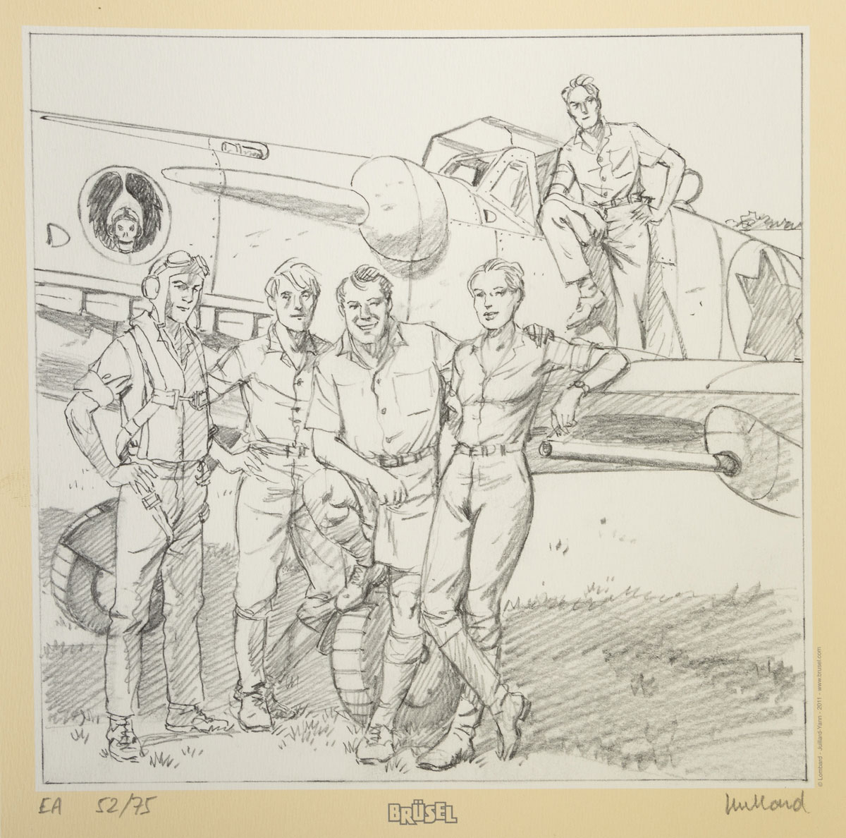 Juillard signed Ex-libris: Mezek - The Plane BW