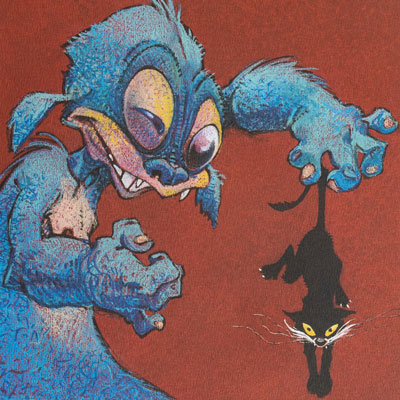 Ex-libris signé Regis Loisel : Fourreux et le chat