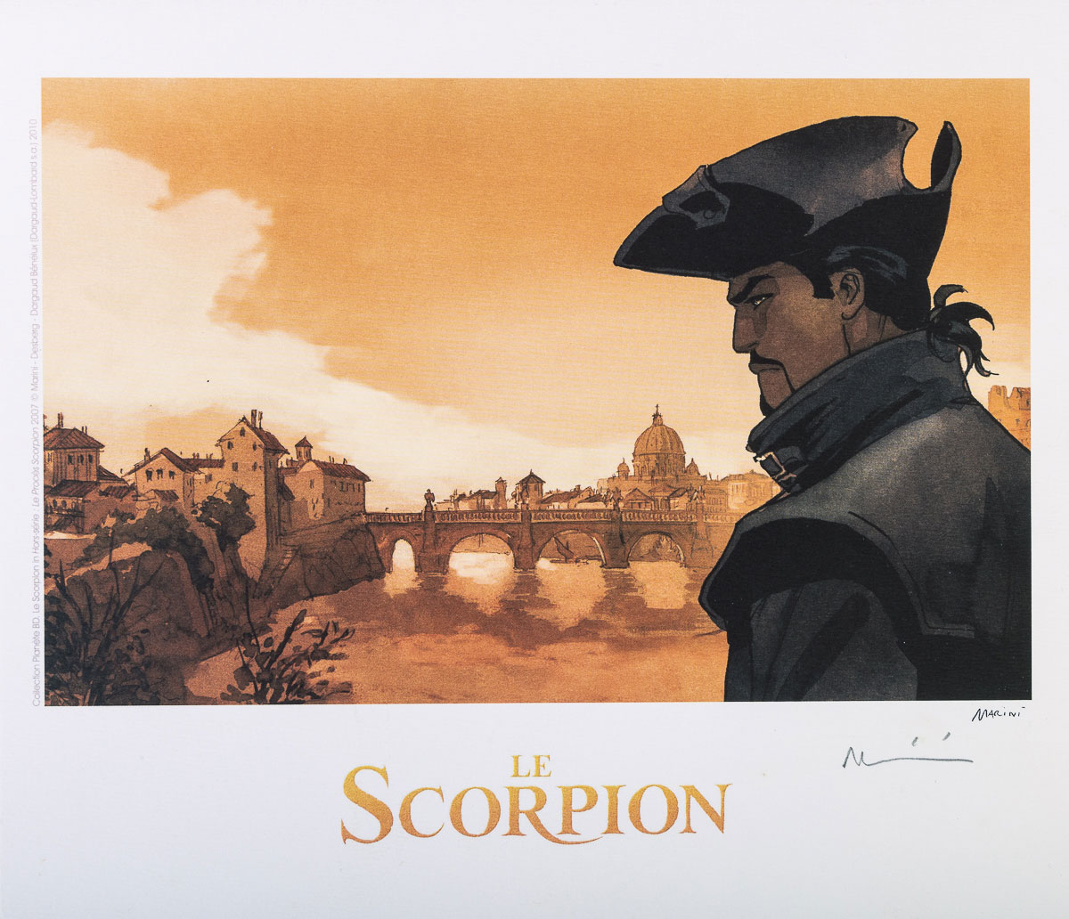 Ex-libris signé Enrico Marini : Le Scorpion - Le Pont au couchant