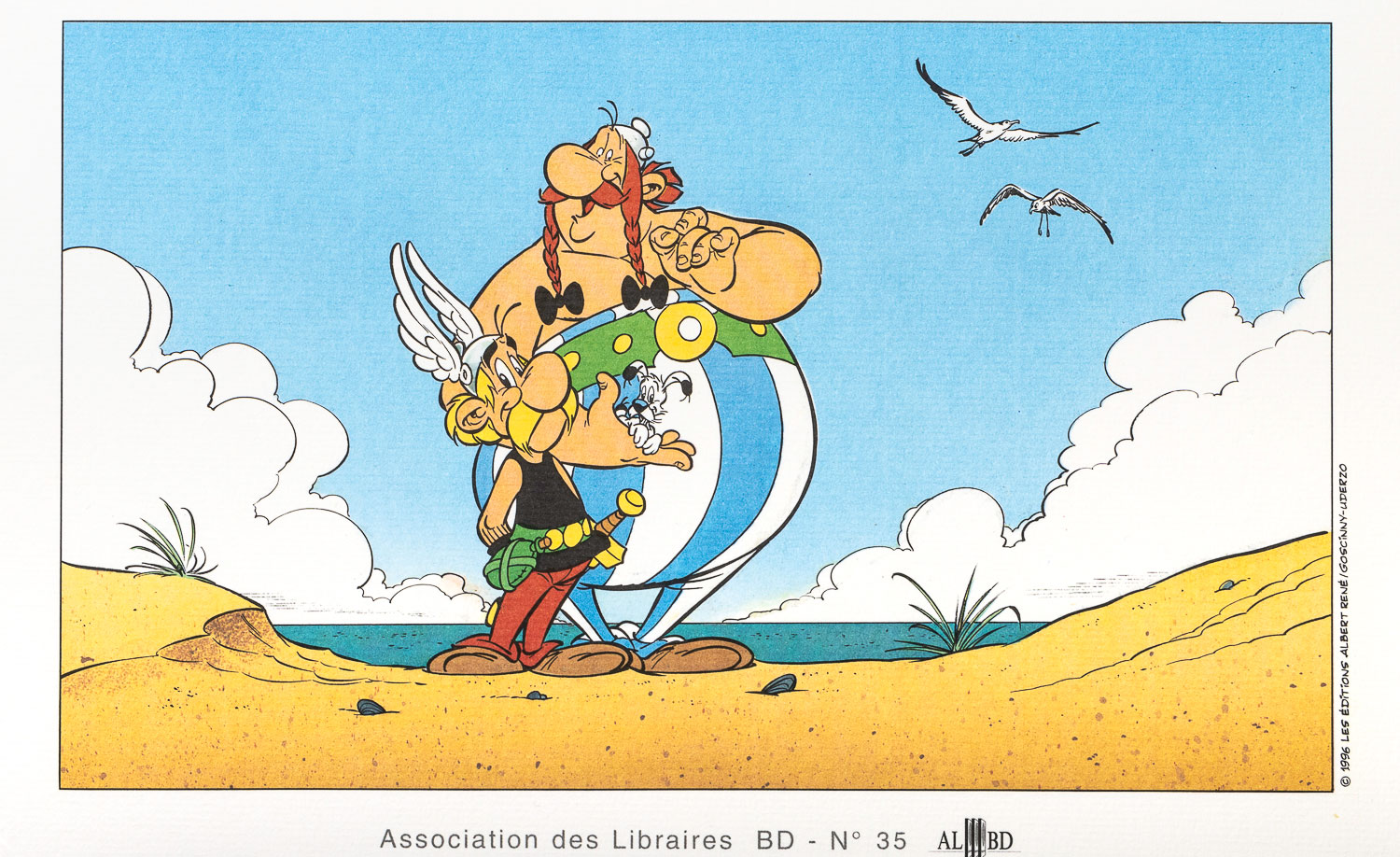 Ex-libris Albert Uderzo : Asterix et Obelix à la plage
