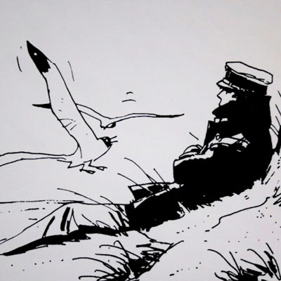 Stampa su tela Hugo Pratt : Corto, marinaio sulla duna
