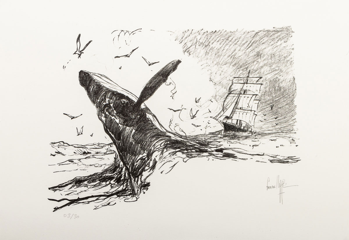 Lithographie signée Emmanuel Lepage : L'orque