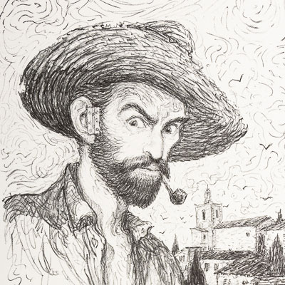 Lithographie originale signée Smudja : Hommage à Vincent Van Gogh
