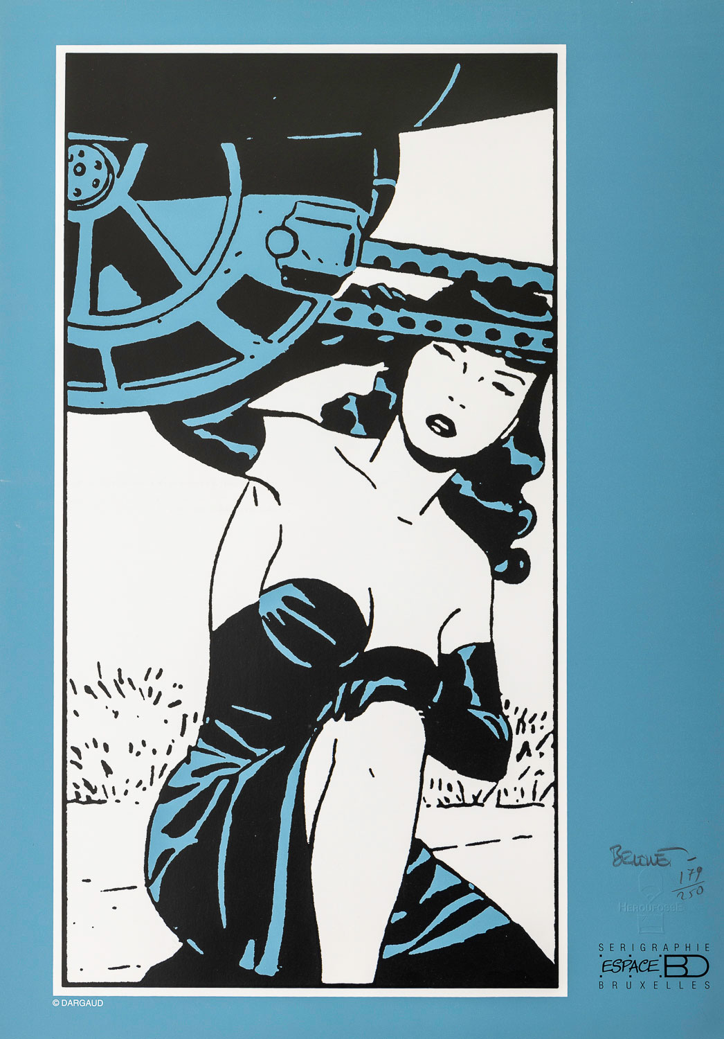 Philippe Berthet signed serigraph : Pin-up (blue)