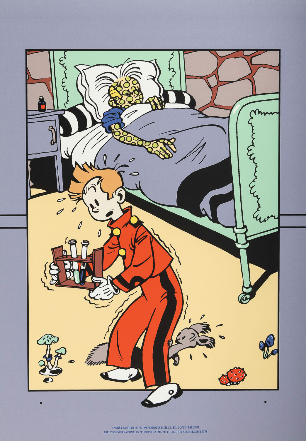 Serigrafia Franquin : Spirou e Fantasio malato