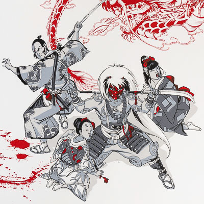 Serigrafia firmata Hub : Il combattimento del Drago