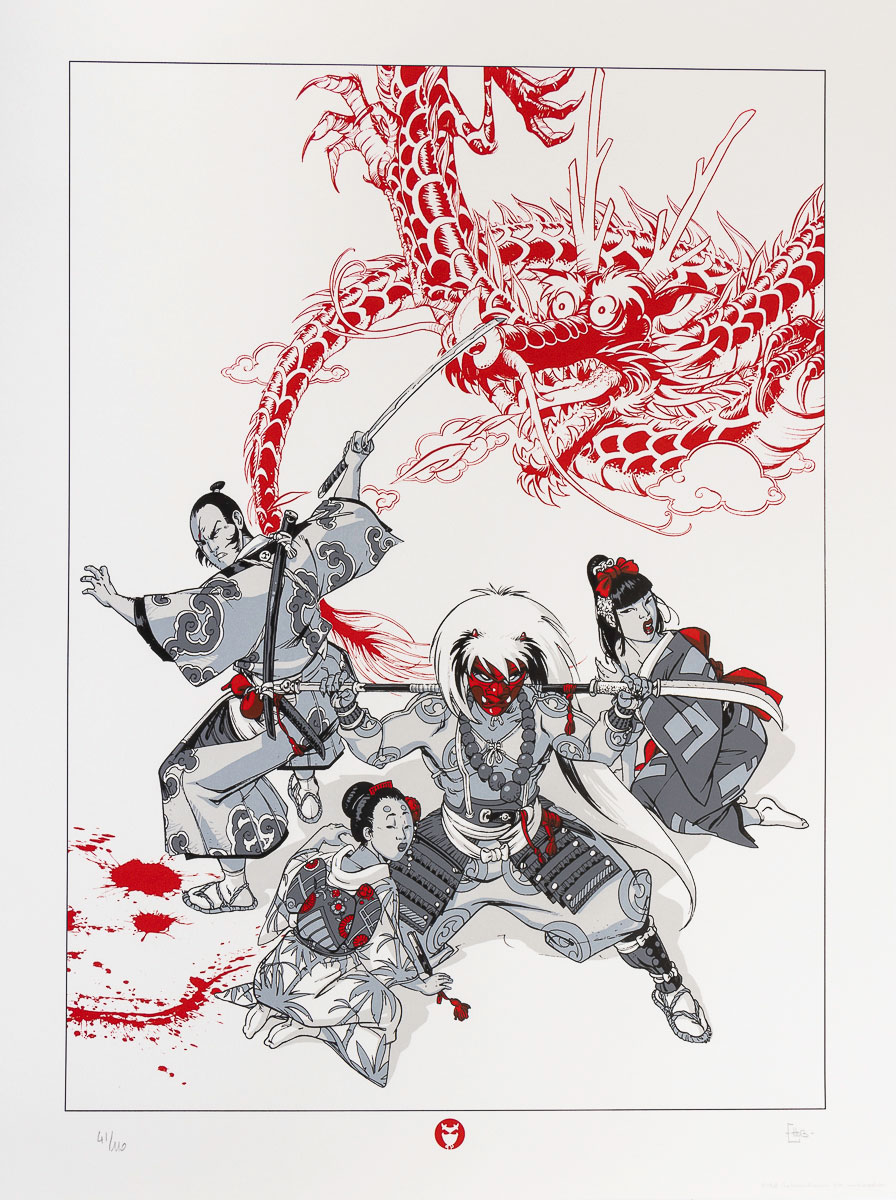 Hub signed serigraph  : The fight of the Dragon