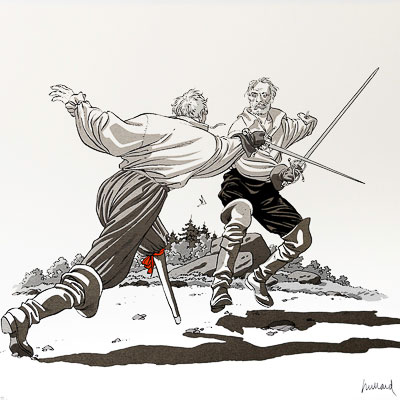 Serigrafía firmada Juillard : Plume aux Vents : Duel (ruban rouge)