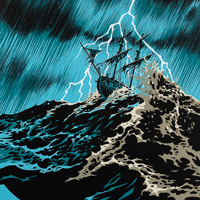 Serigrafia firmata da Riff Reb's: Tempesta - Blu