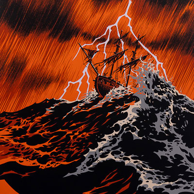 Serigrafia firmata da Riff Reb's: Tempesta - Arancione