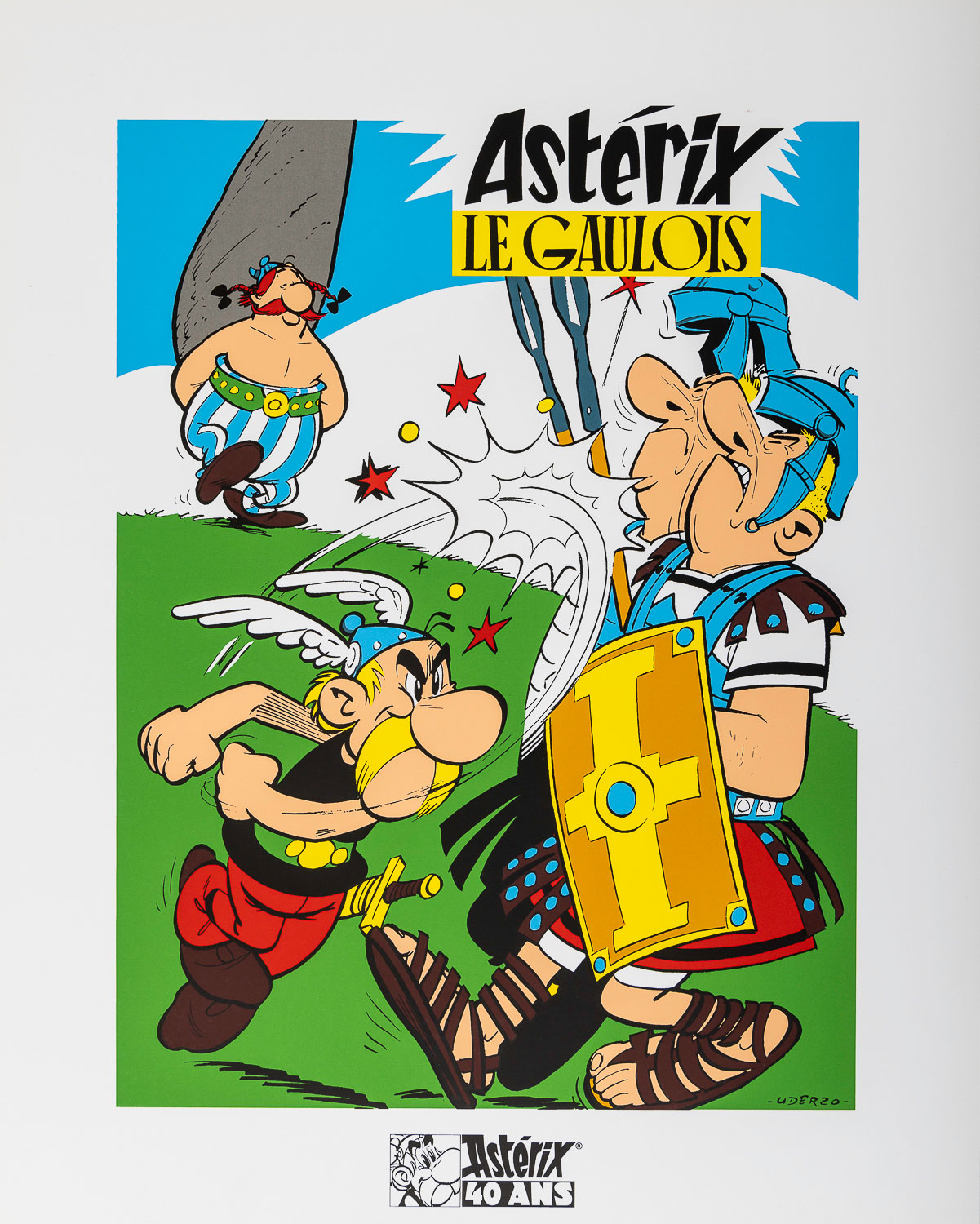 Uderzo serigraph : Asterix, 40 ans - Framed serigraph 