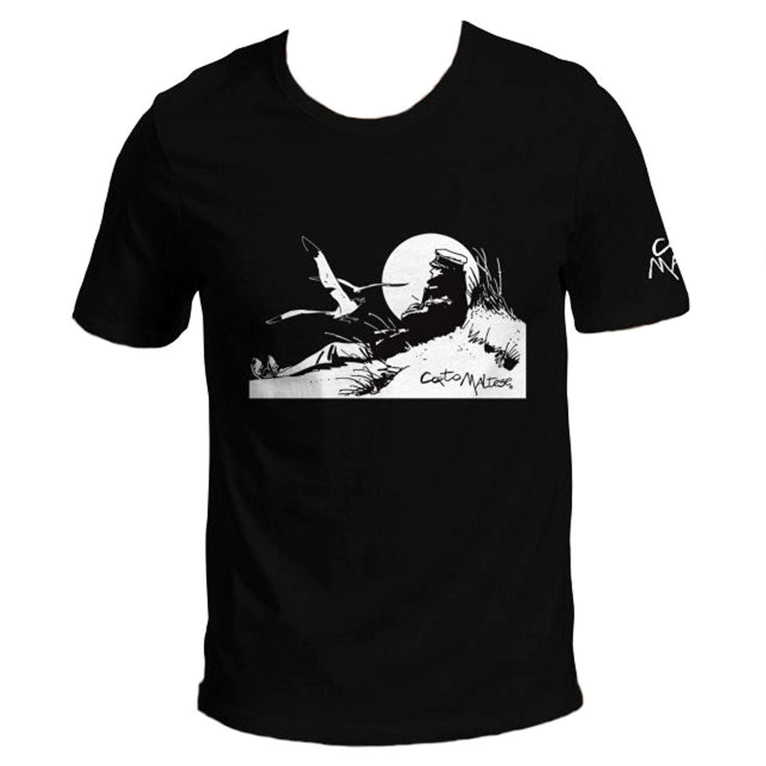 T-shirt Hugo Pratt : Corto, marinaio sulla duna (nero)