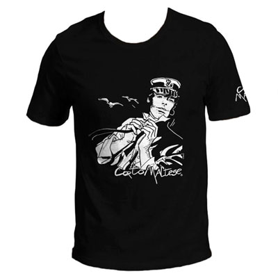 Hugo Pratt T-shirt : Corto Maltese in the wind (black)
