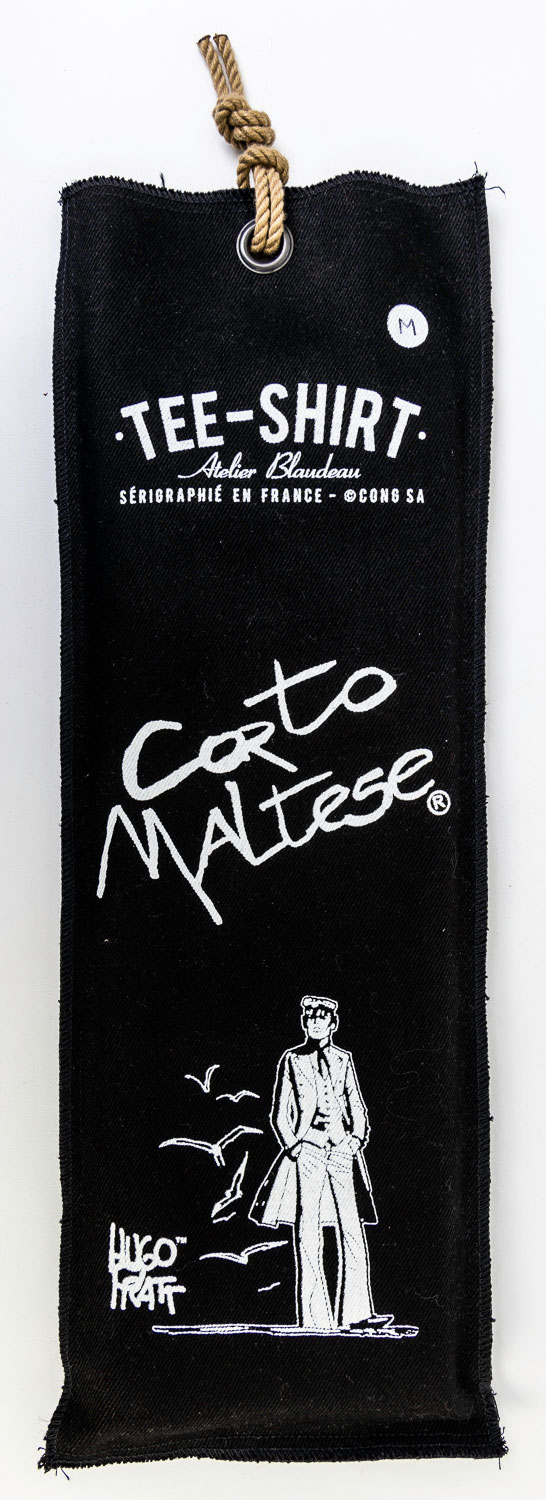 T-shirt Hugo Pratt : Corto Maltés , 40 años ! (funda, negro)