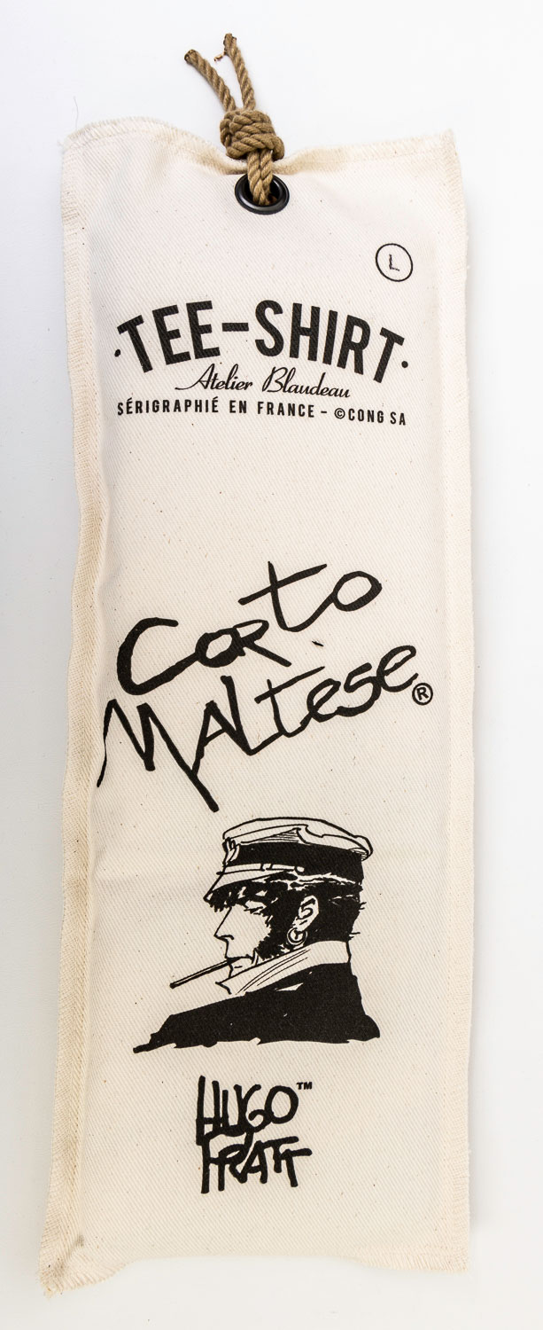 T-shirt Hugo Pratt : Corto Maltese , Cigarette (pochette, écru)