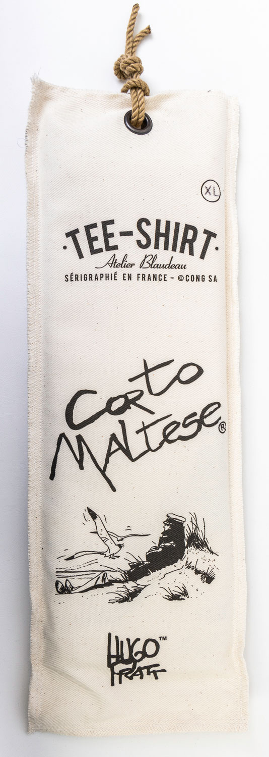 T-shirt Hugo Pratt : Corto, Marin sur la dune (pochette, noir)