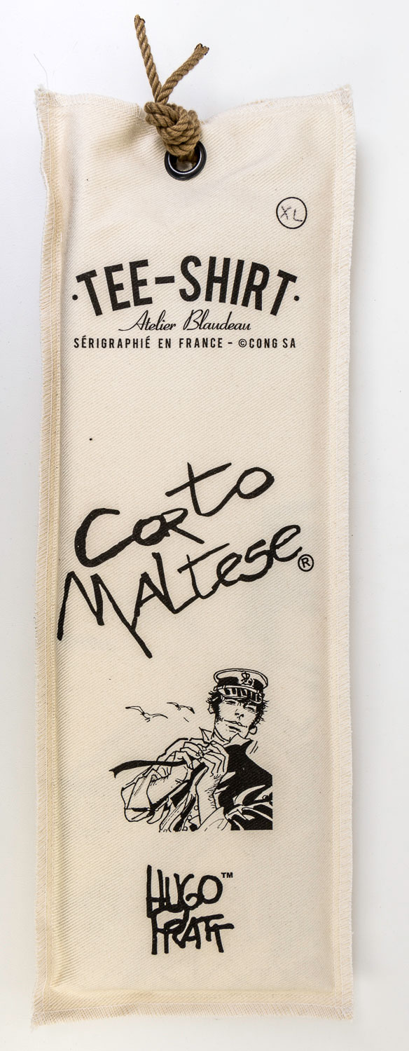 T-shirt Hugo Pratt : Corto Maltese dans le vent (pochette, écru)