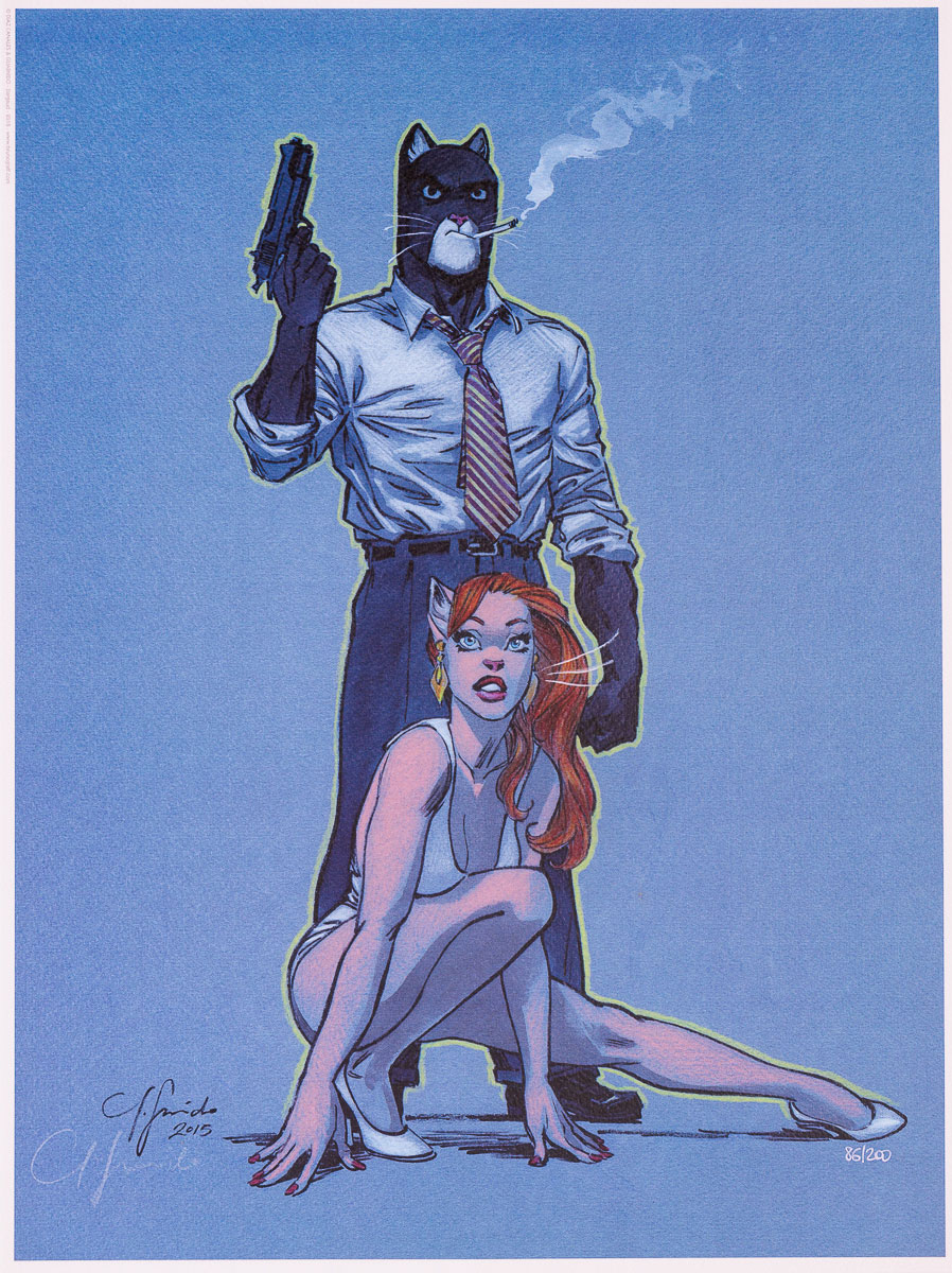 Affiche Juanjo Guarnido : John et Natalia - Le pistolet bleu - Affiche signée encadrée