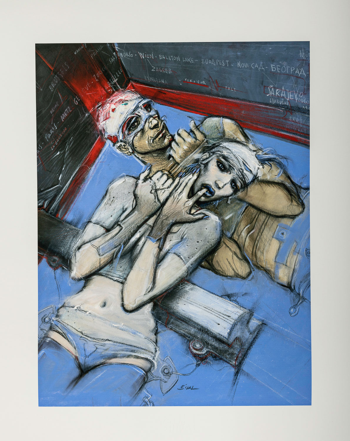 Enki Bilal Fine Art Pigment Print : Les clandestins du rail - Print