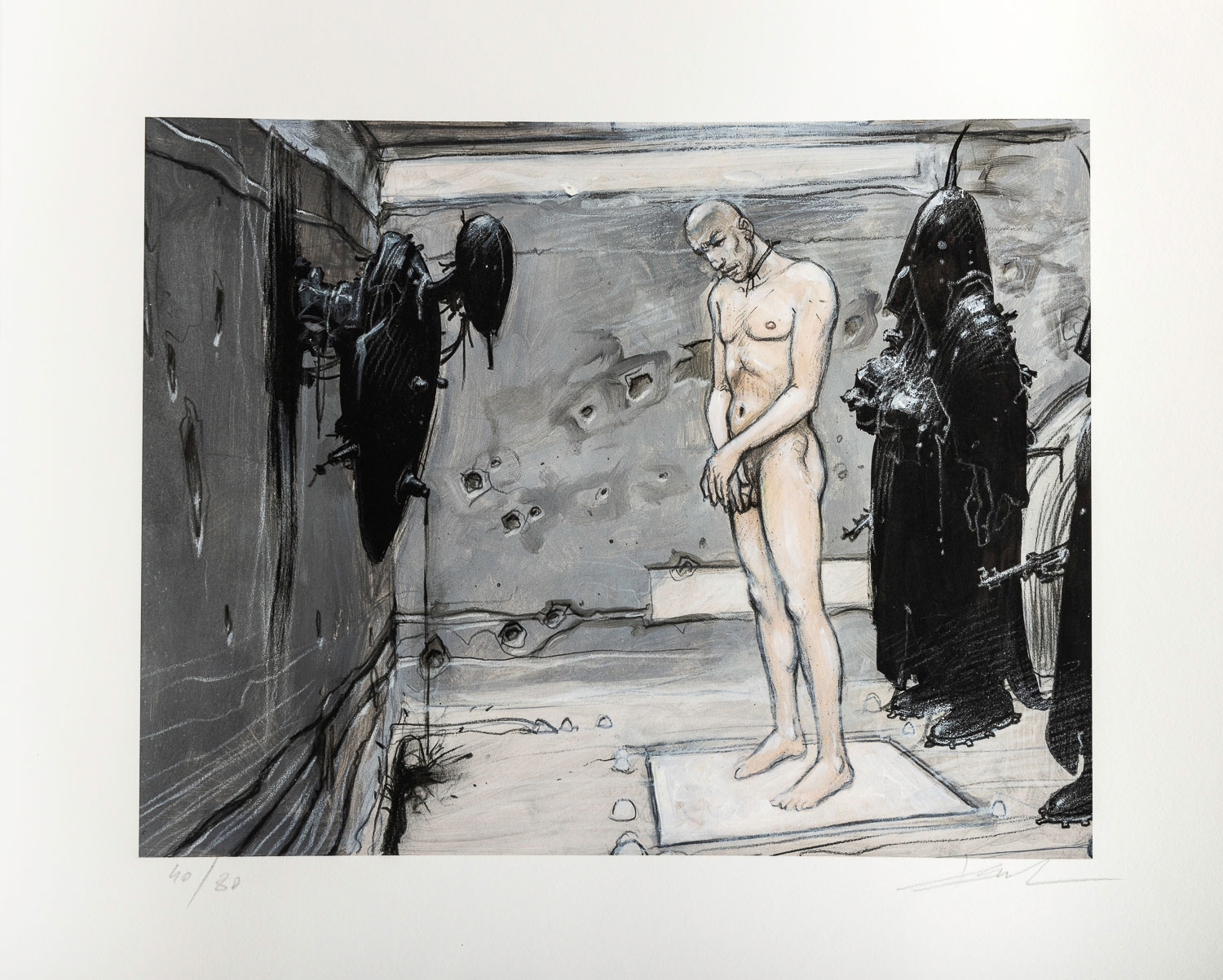 Estampe Pigmentaire signée Enki Bilal : Homme nu - Estampe