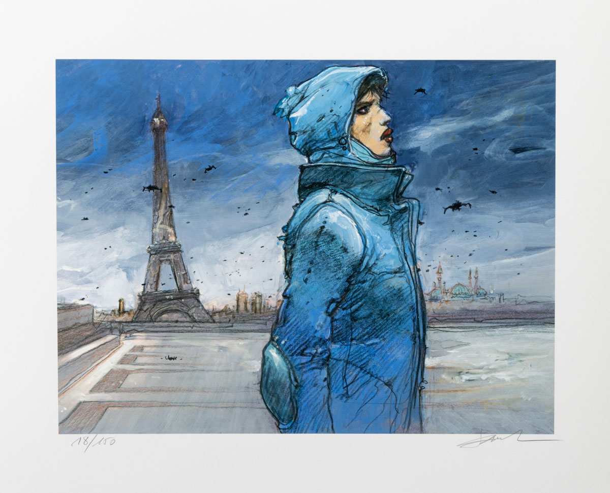 Pigment print signed by Enki Bilal: The Leaning Tower - Pigment Print