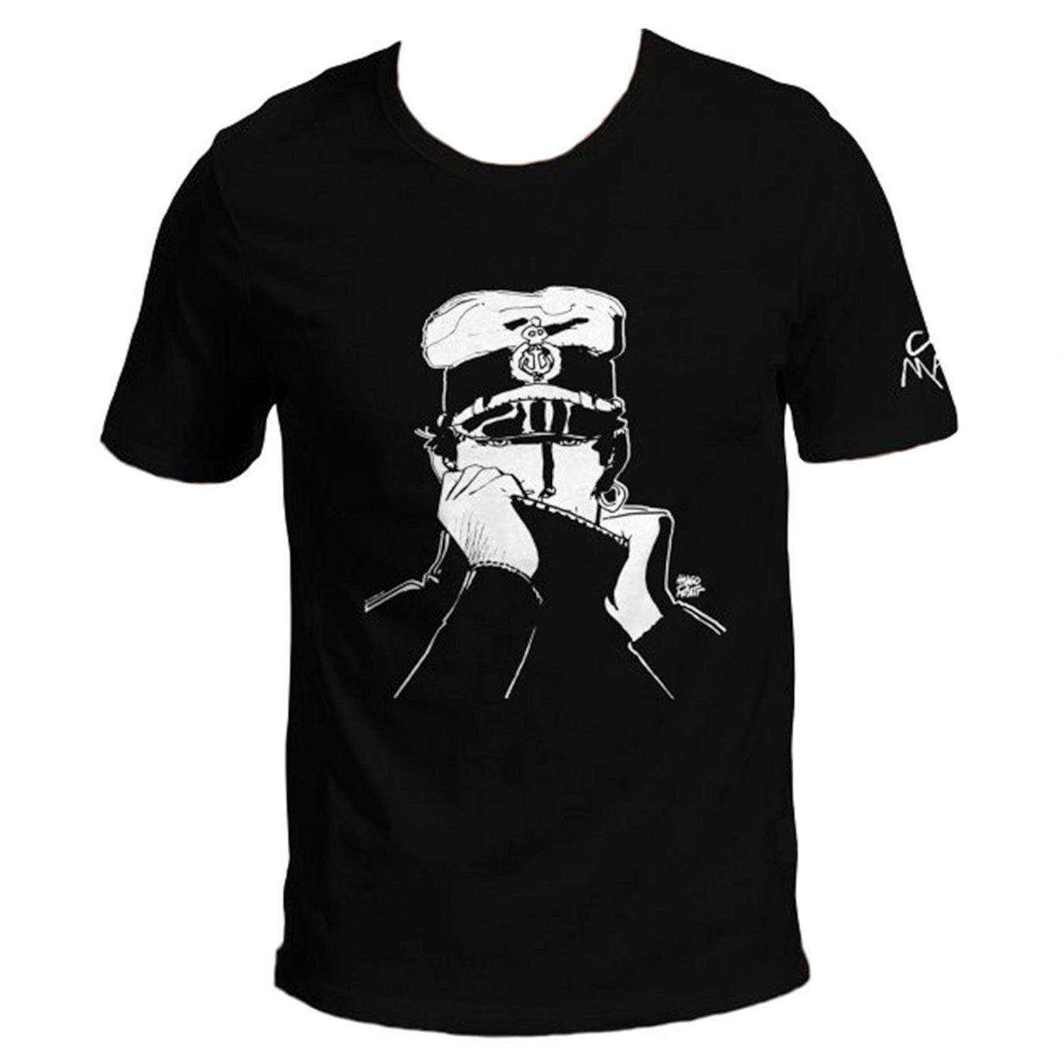 Hugo Pratt T-shirt : Corto Maltese , The sailor - Black - Size M