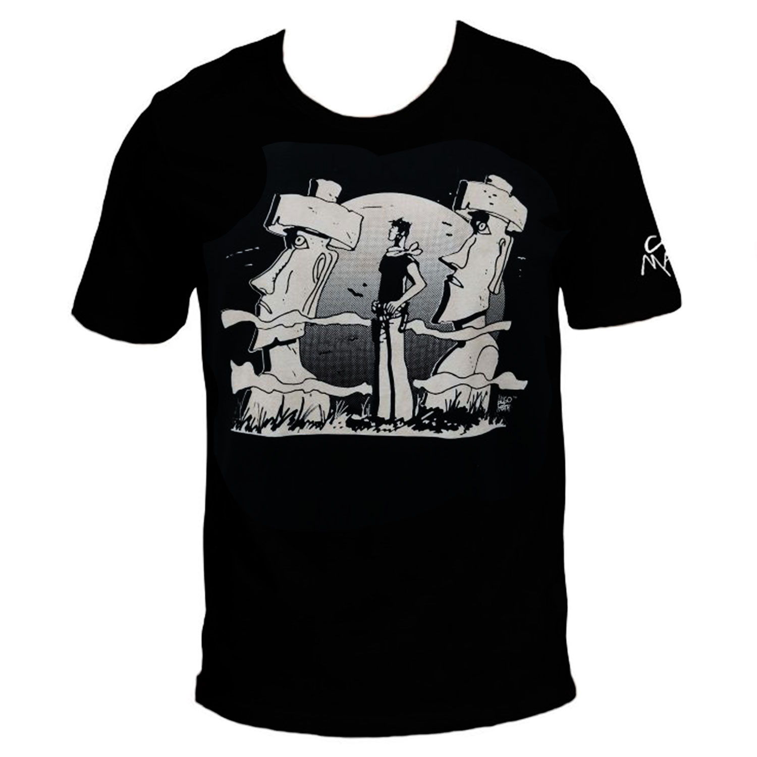 T-shirt Hugo Pratt :  Corto Maltese , île de Pâques - Noir - Taille S